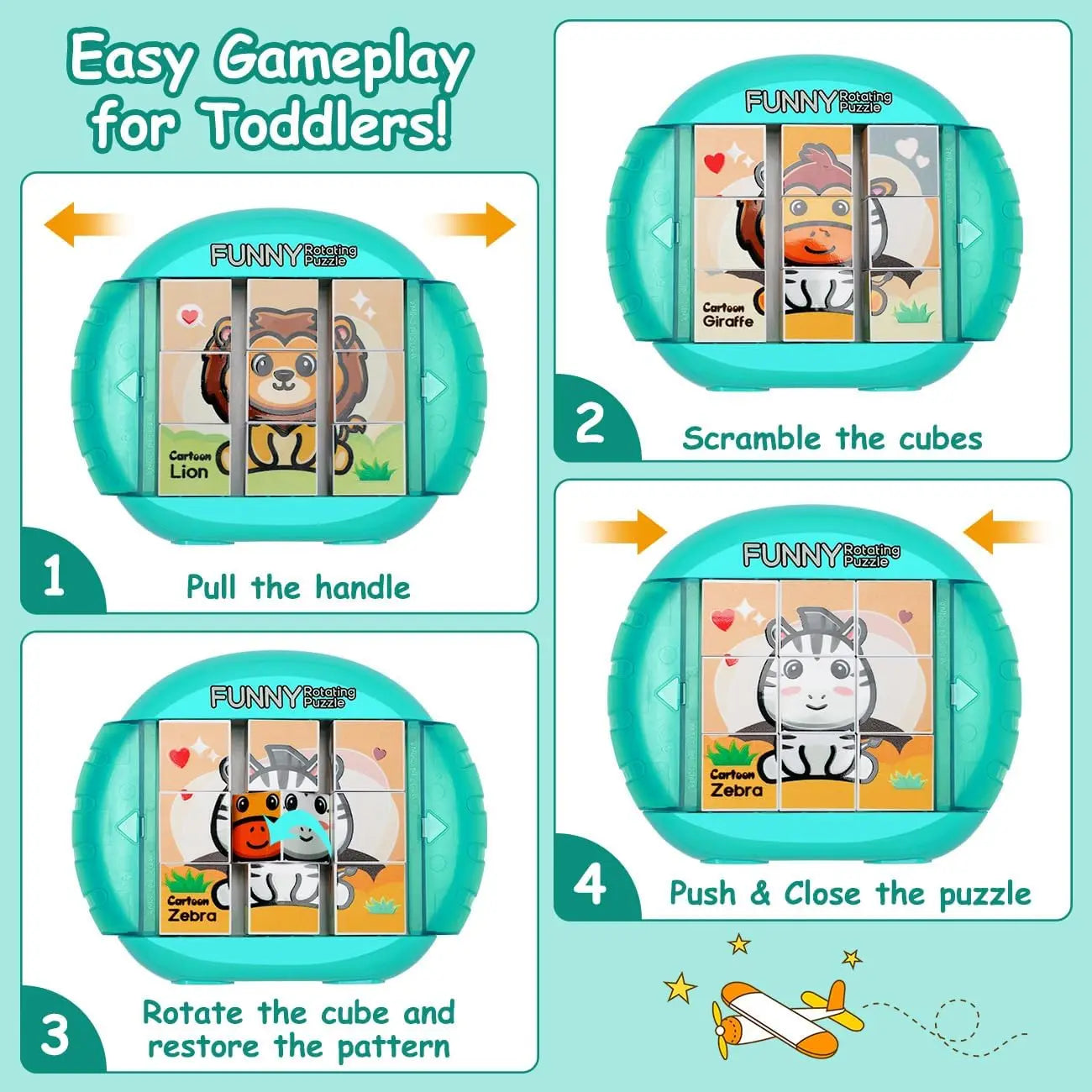 Frendorf | Endloser Puzzlespaß – Drehpuzzle für Kinder mit Tieren