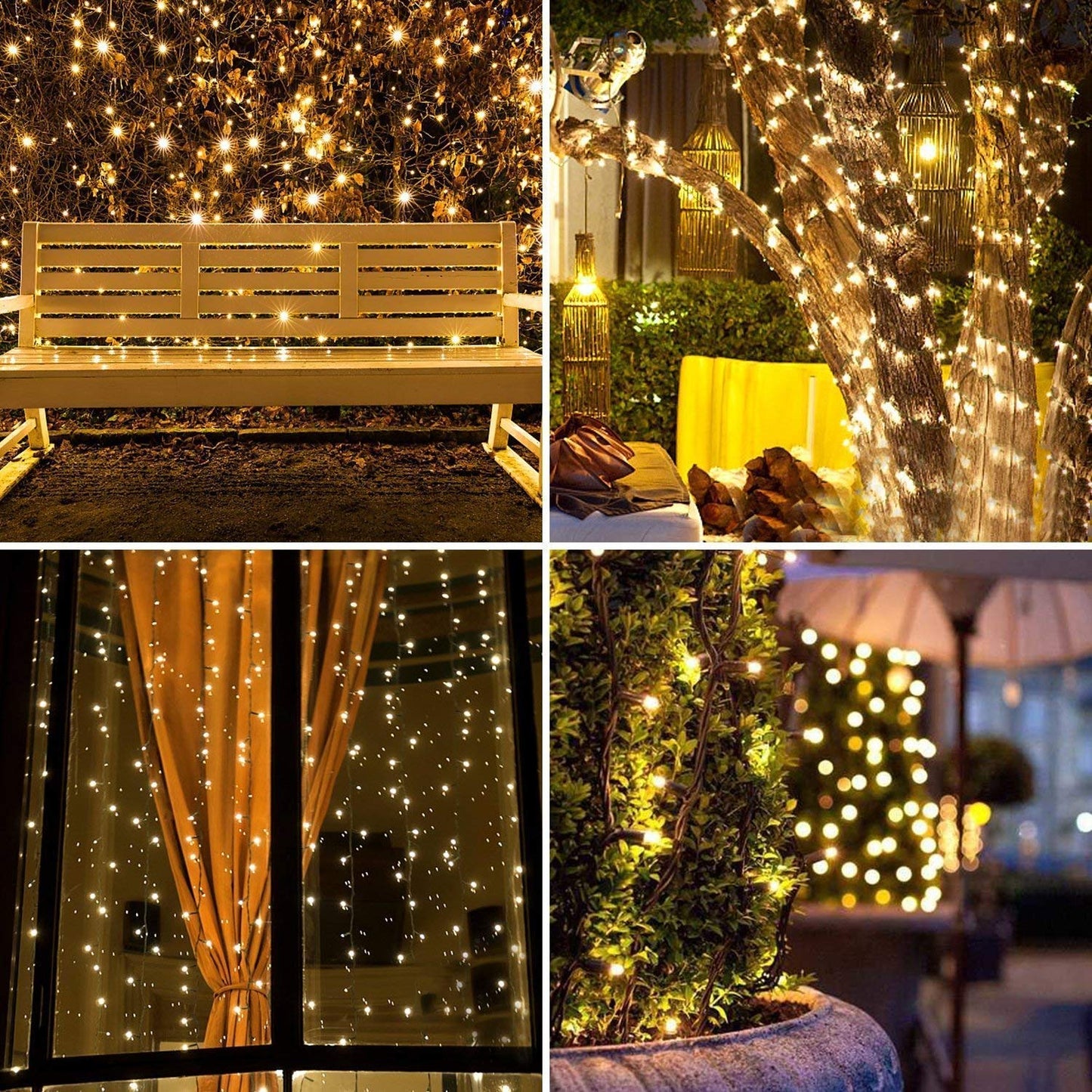 Quntis Wasserdichte Weihnachtslichterkette – 8 Modi, erhältlich in 2 Größen für Feiertags- und Weihnachtsdekoration