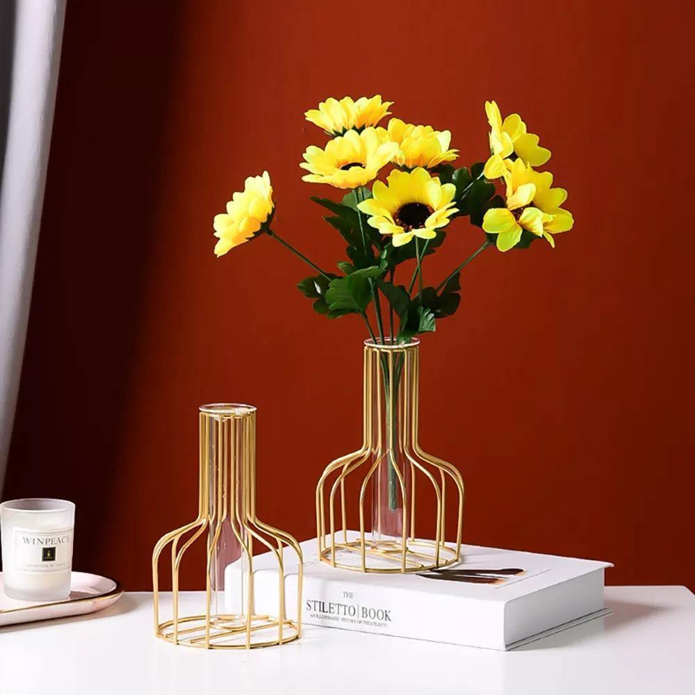 Frendorf | VaseTech Testrohr-Vase mit Metallständer | Modernes Design | Minimalistische Dekoration für Zuhause & Büro