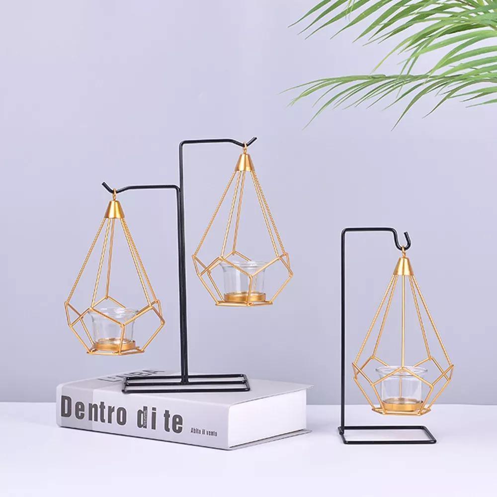 Frendorf | GeoLume Geometrischer Hängender Kerzenhalter oder Vase aus Eisen | Modernes Design | Vielseitige Deko