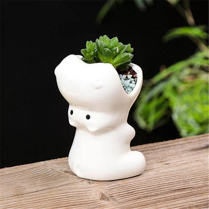 Frendorf | PlantoHippo Keramik Sukkulenten Pflanztopf | Lustiger Deko-Blumentopf