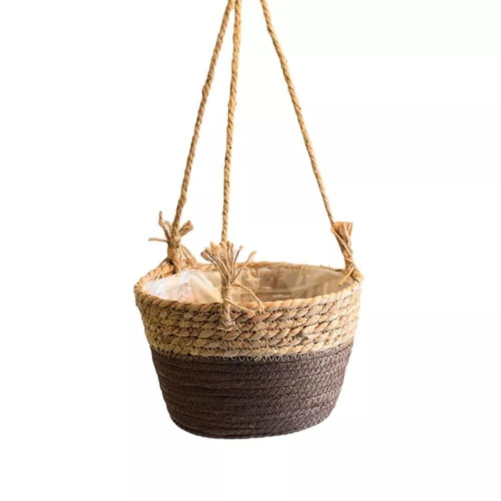 Frendorf | JuteNest Hängender Jutekorb für Pflanzen | Handgewebt | Boho-Stil | Ideal für Innen & Außen