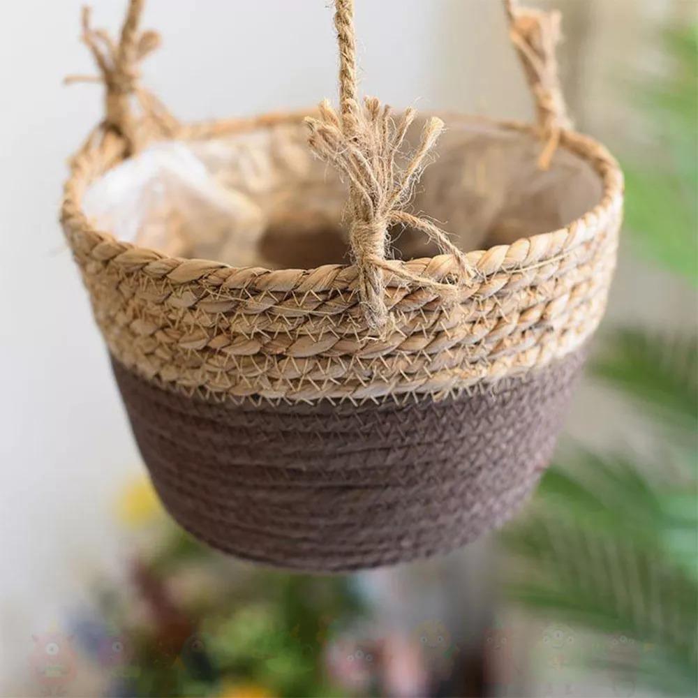 Frendorf | JuteNest Hängender Jutekorb für Pflanzen | Handgewebt | Boho-Stil | Ideal für Innen & Außen