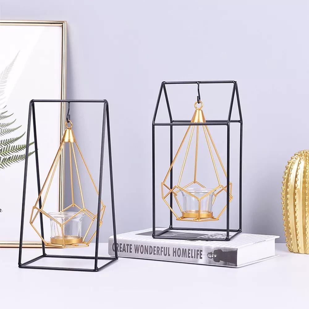Frendorf | GeoLume Geometrischer Hängender Kerzenhalter oder Vase aus Eisen | Modernes Design | Vielseitige Deko