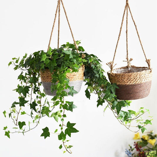 Frendorf | JuteNest Hängender Jutekorb für Pflanzen | Handgewebt | Boho-Stil | Ideal für Innen & Außen