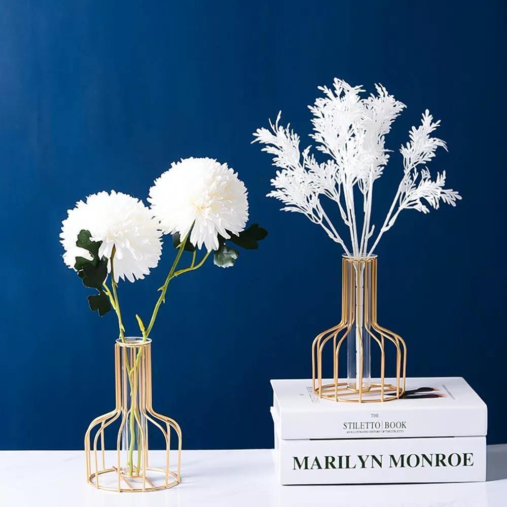 Frendorf | VaseTech Testrohr-Vase mit Metallständer | Modernes Design | Minimalistische Dekoration für Zuhause & Büro