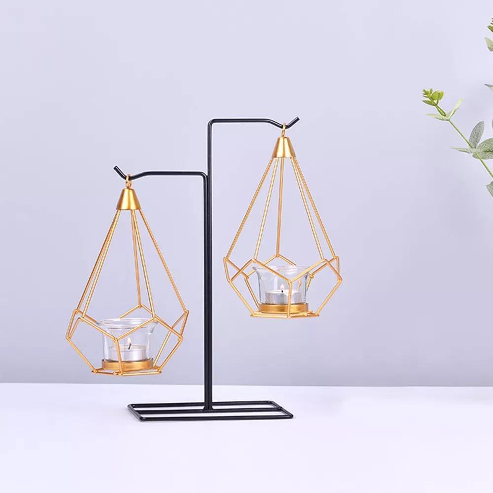 Frendorf | GeoLume Geometrischer Hängender Kerzenhalter oder Vase aus Eisen | Modernes Design | Vielseitige Deko