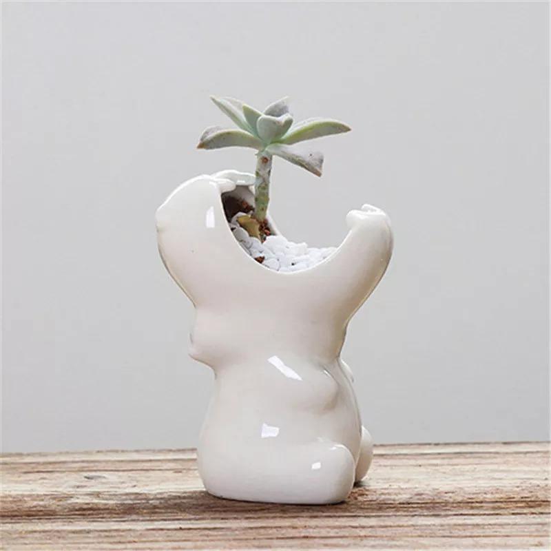 Frendorf | PlantoHippo Keramik Sukkulenten Pflanztopf | Lustiger Deko-Blumentopf