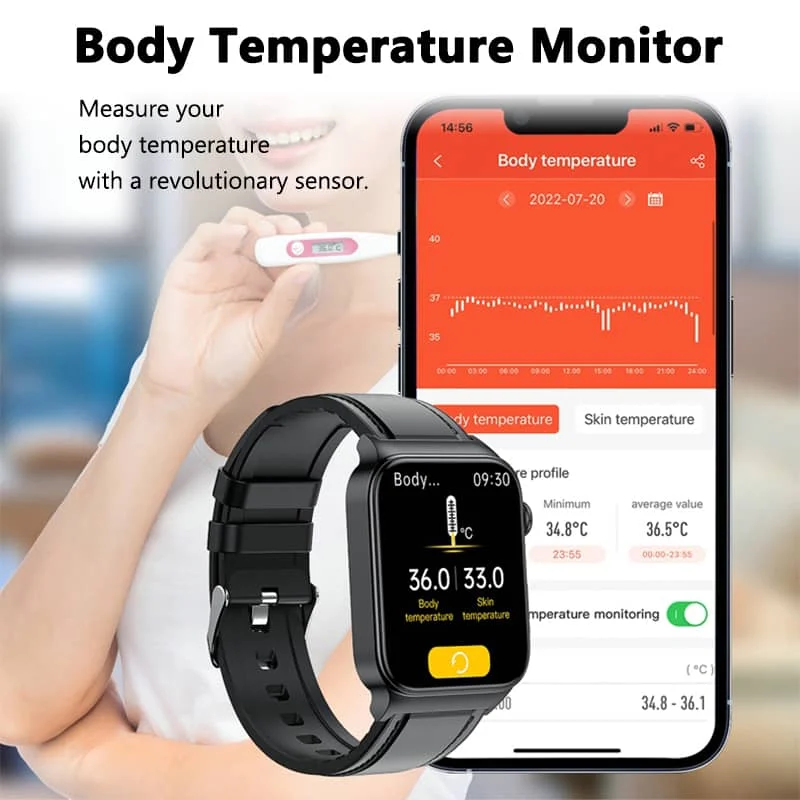 Frendorf | Blutdruck- und ECG-Smartwatch – Vollständige Gesundheitsüberwachung für Herzfrequenz und Glukose