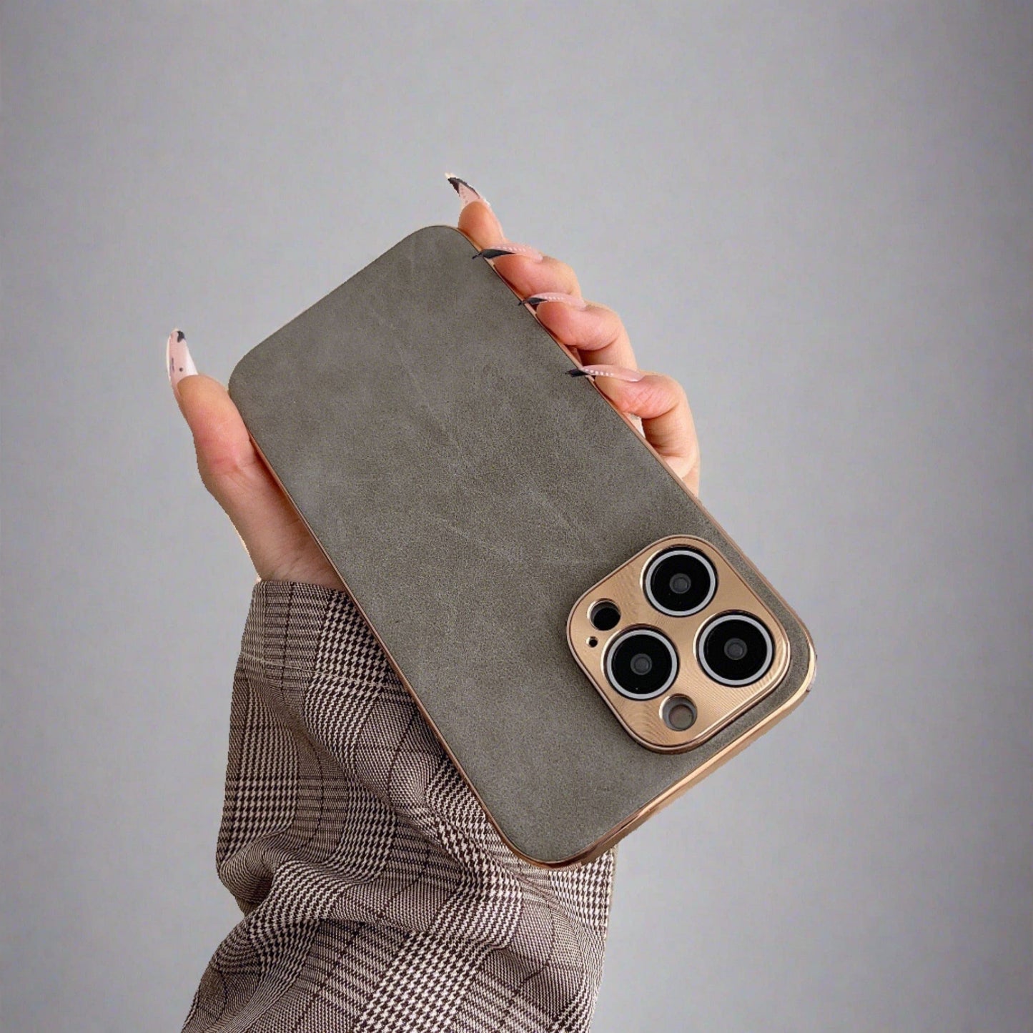 Frendorf | iPhone 15 Hülle | Luxuriöses, stilvolles, galvanisiertes, stoßfestes Ledercover