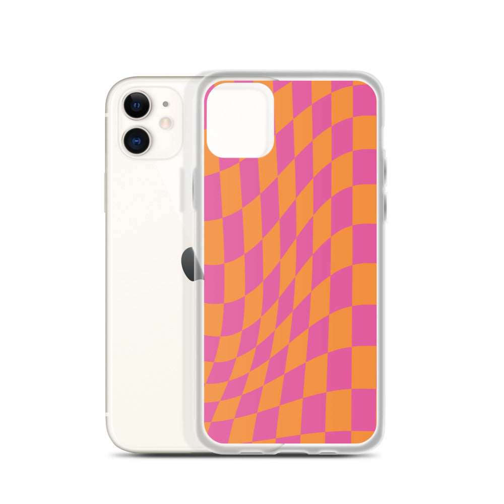 Checkerboard-Lila Orange iPhone Hülle