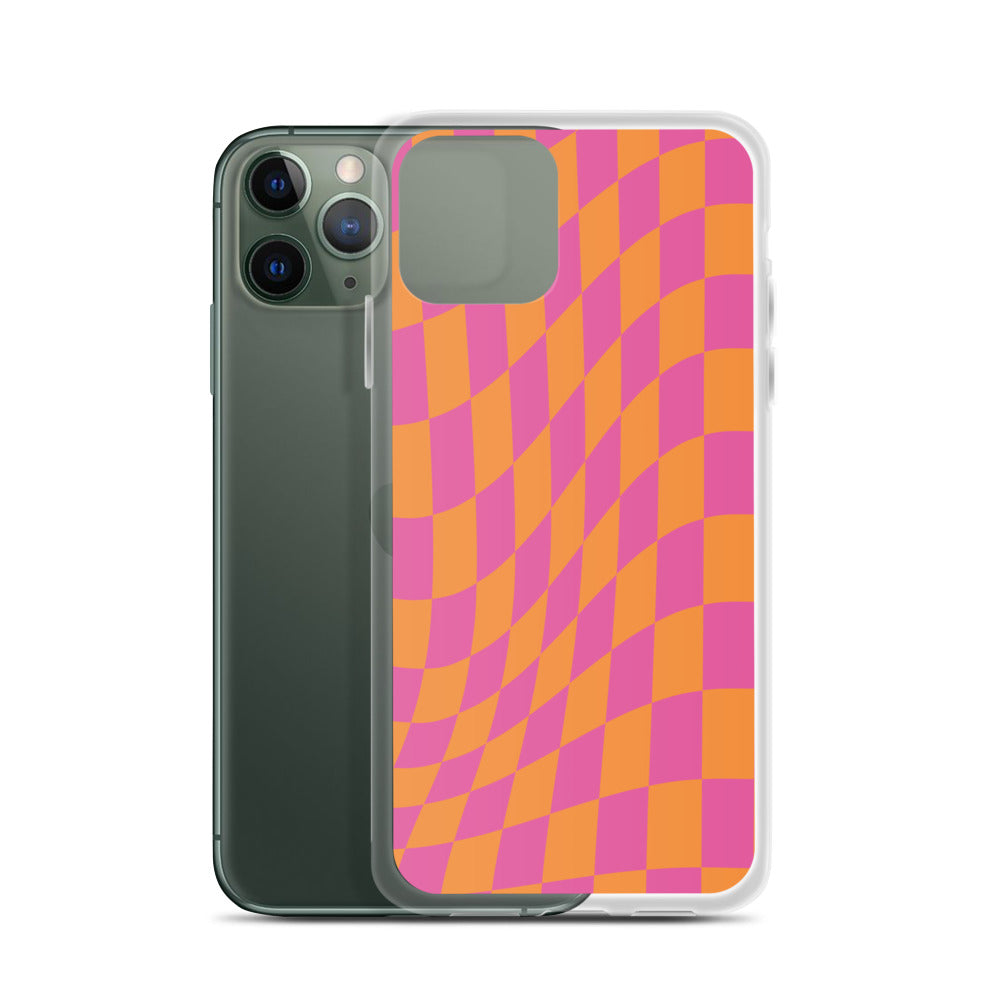 Checkerboard-Lila Orange iPhone Hülle