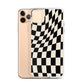 Wavy Checkerboard-Schwarz iPhone-Hülle