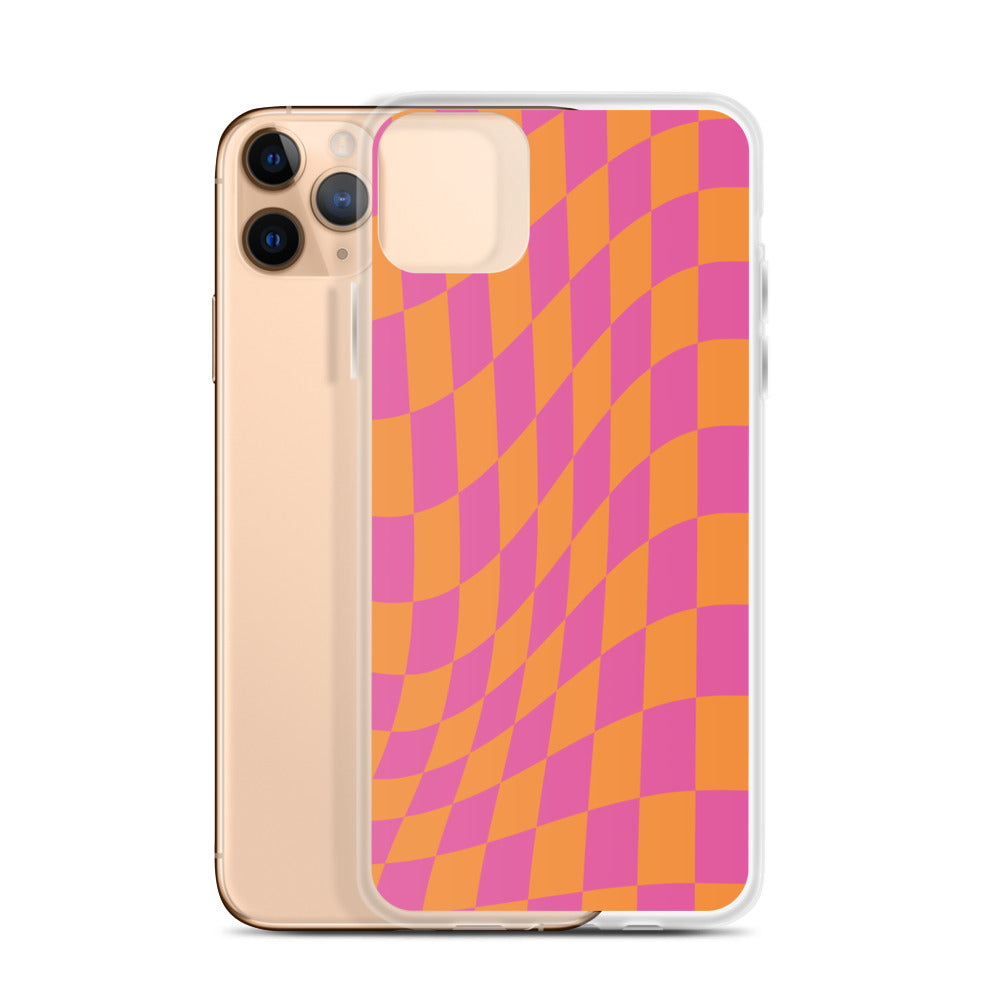 Checkerboard-Lila Orange iPhone Hülle