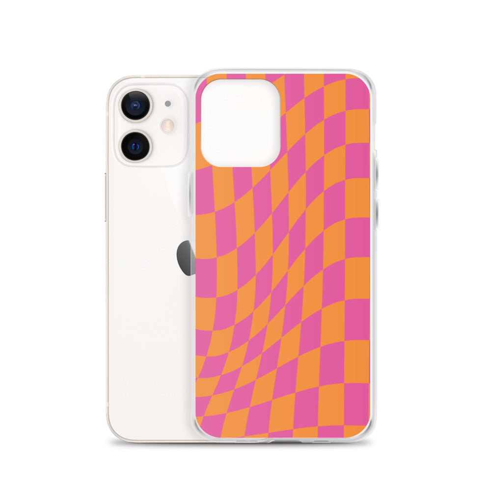 Checkerboard-Lila Orange iPhone Hülle