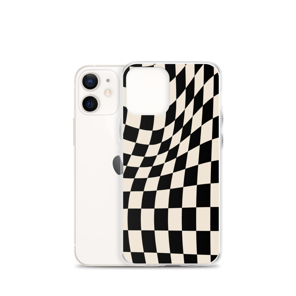 Wavy Checkerboard-Schwarz iPhone-Hülle