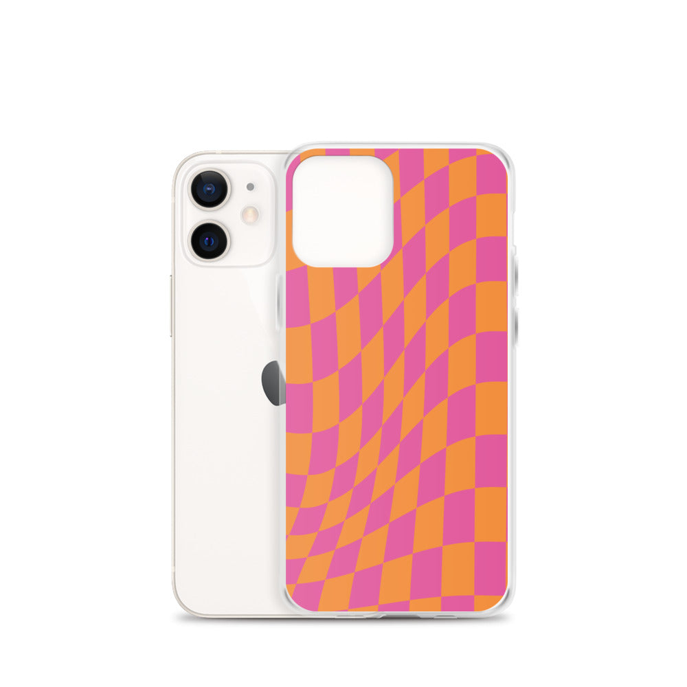 Checkerboard-Lila Orange iPhone Hülle