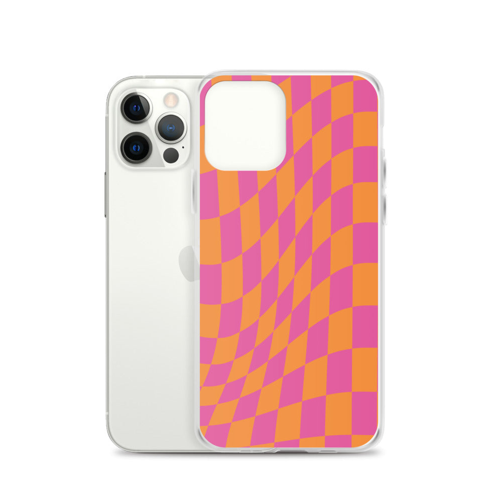 Checkerboard-Lila Orange iPhone Hülle