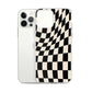 Wavy Checkerboard-Schwarz iPhone-Hülle
