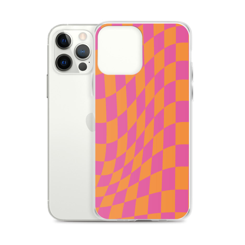Checkerboard-Lila Orange iPhone Hülle