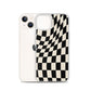 Wavy Checkerboard-Schwarz iPhone-Hülle