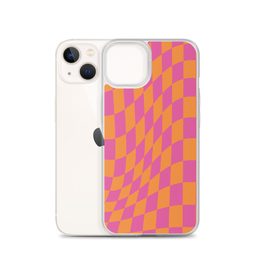 Checkerboard-Lila Orange iPhone Hülle