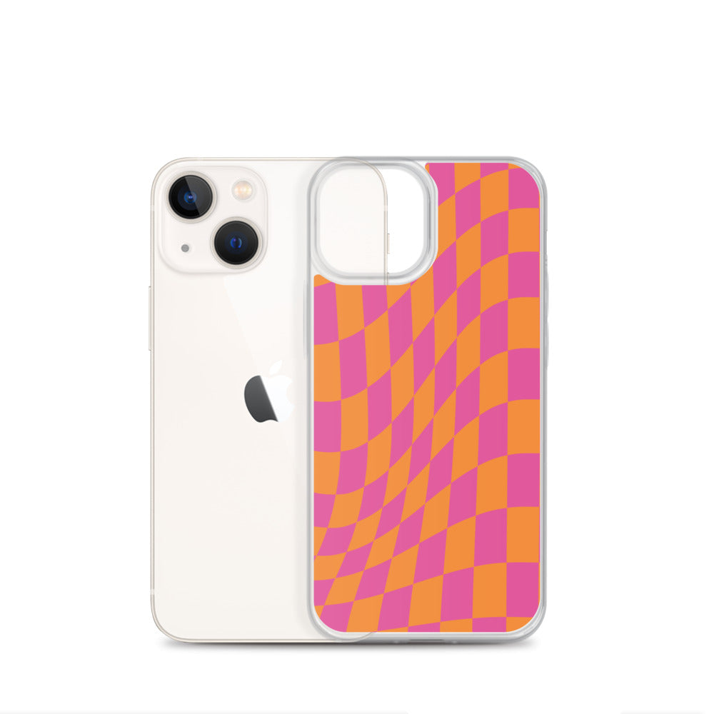Checkerboard-Lila Orange iPhone Hülle