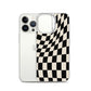Wavy Checkerboard-Schwarz iPhone-Hülle