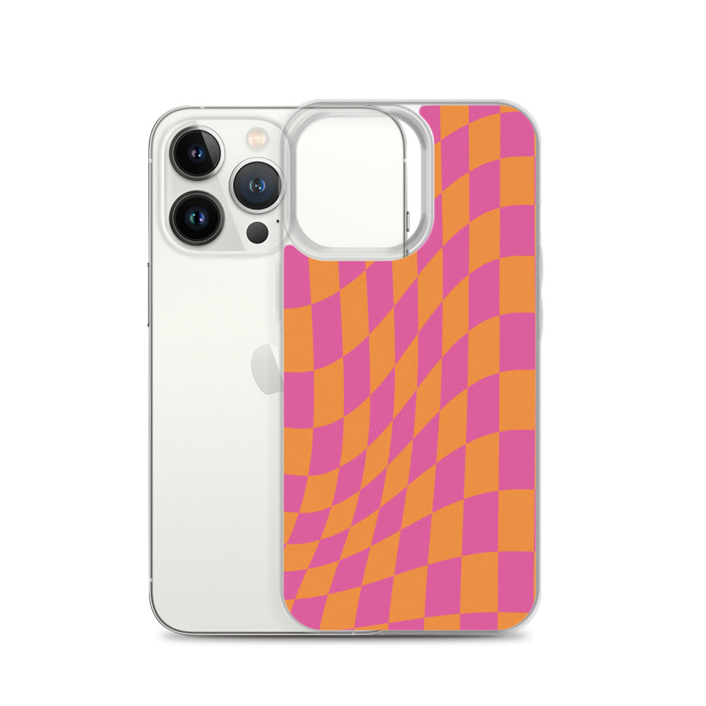 Checkerboard-Lila Orange iPhone Hülle