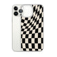 Wavy Checkerboard-Schwarz iPhone-Hülle