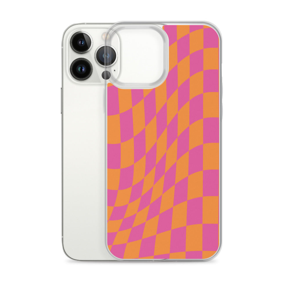 Checkerboard-Lila Orange iPhone Hülle