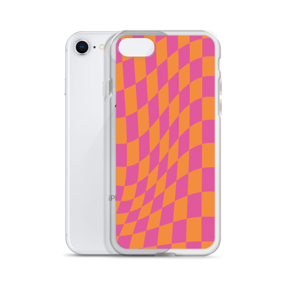 Checkerboard-Lila Orange iPhone Hülle