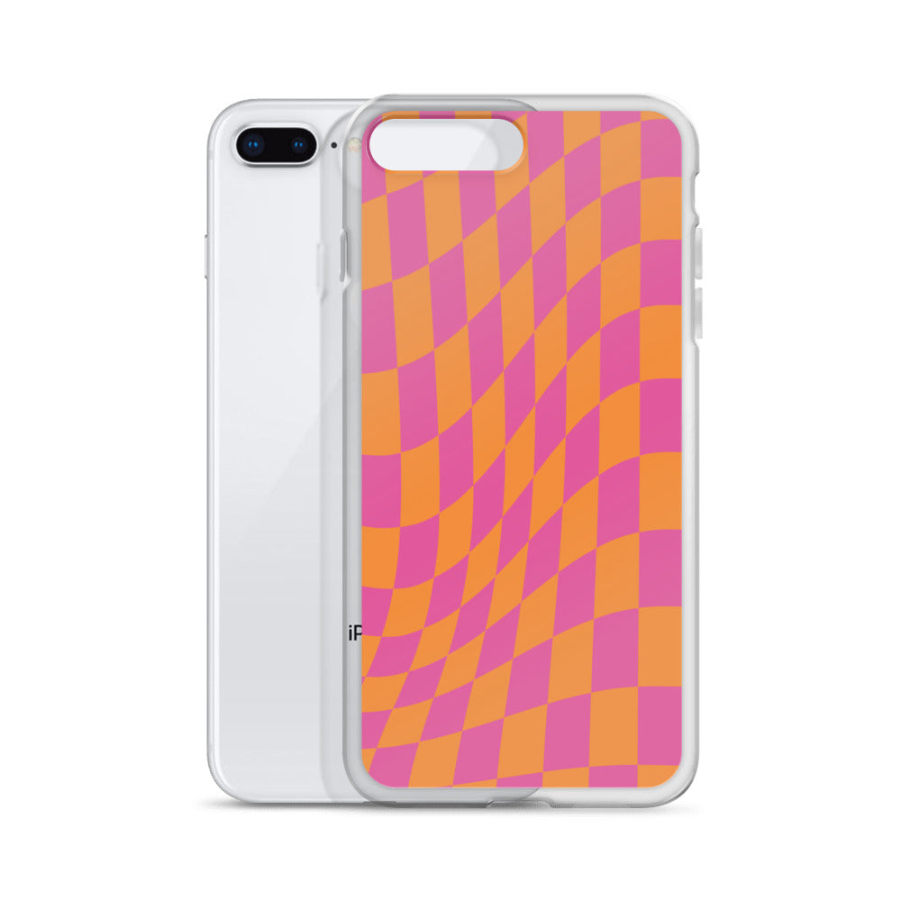 Checkerboard-Lila Orange iPhone Hülle