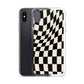 Wavy Checkerboard-Schwarz iPhone-Hülle