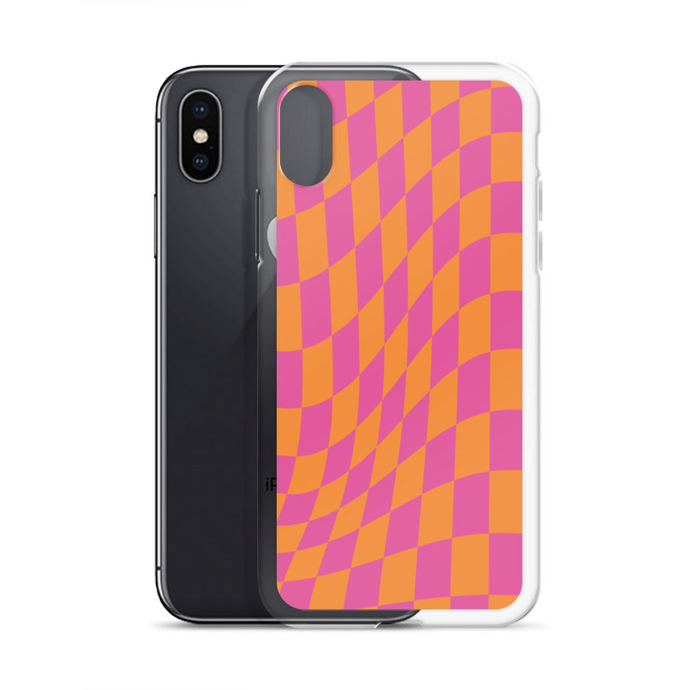 Checkerboard-Lila Orange iPhone Hülle