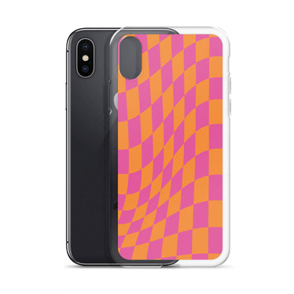 Checkerboard-Lila Orange iPhone Hülle