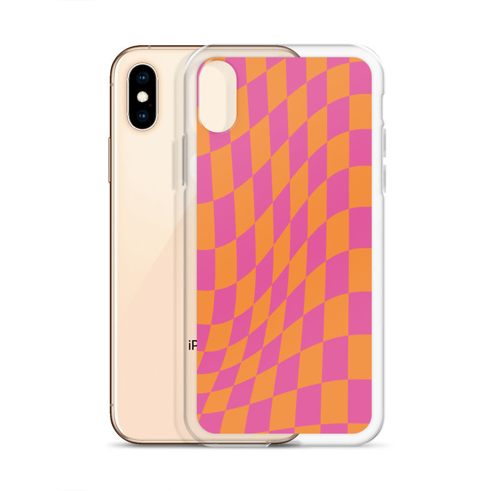 Checkerboard-Lila Orange iPhone Hülle