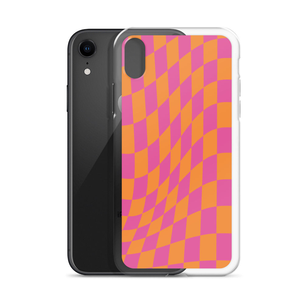 Checkerboard-Lila Orange iPhone Hülle