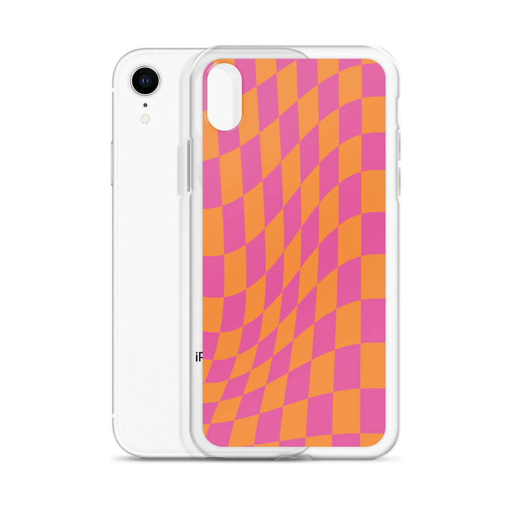 Checkerboard-Lila Orange iPhone Hülle