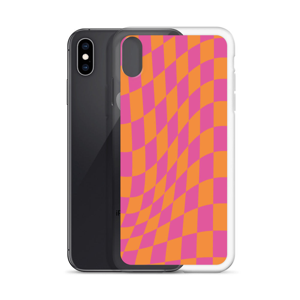 Checkerboard-Lila Orange iPhone Hülle