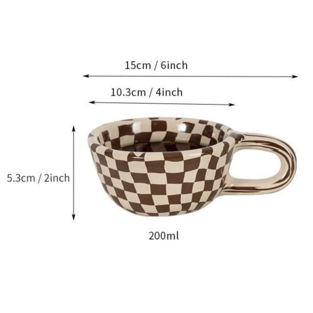 Irreguläres Schachbrett-Karierter Keramiktasse