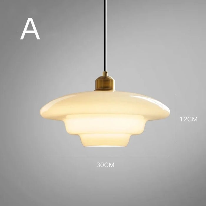 Frendorf | Elegante Elfenbein Glas Hängeleuchte für einen herzlichen Empfang