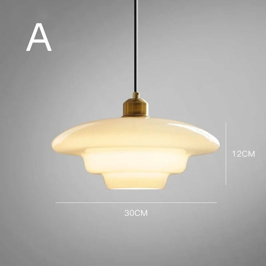 Frendorf | Elegante Elfenbein Glas Hängeleuchte für einen herzlichen Empfang