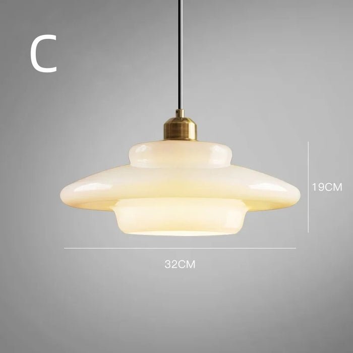 Frendorf | Elegante Elfenbein Glas Hängeleuchte für einen herzlichen Empfang