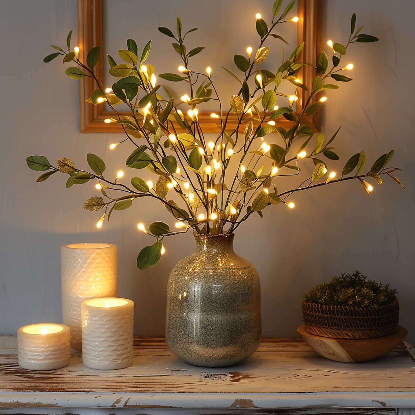 Frendorf | FairyGlow Olivenzweig LED Lichterkette | Feenlicht Dekoration | Stimmungsvolle Beleuchtung für Zuhause