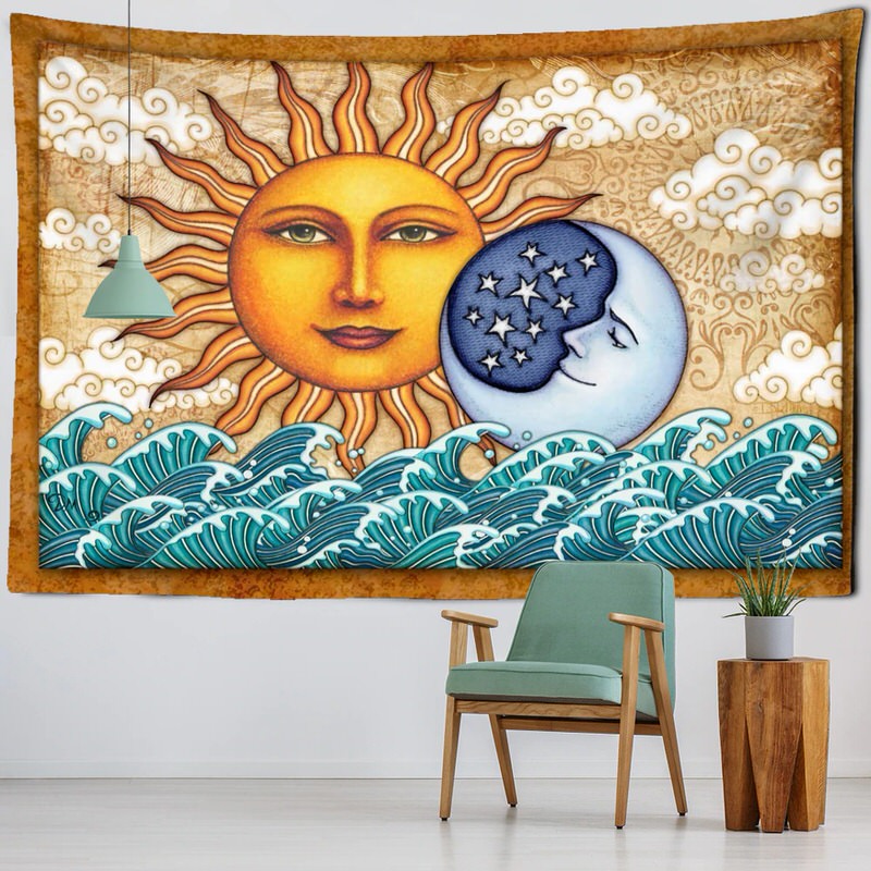 Frendorf | Antike Sonne und Mond große Wandteppich