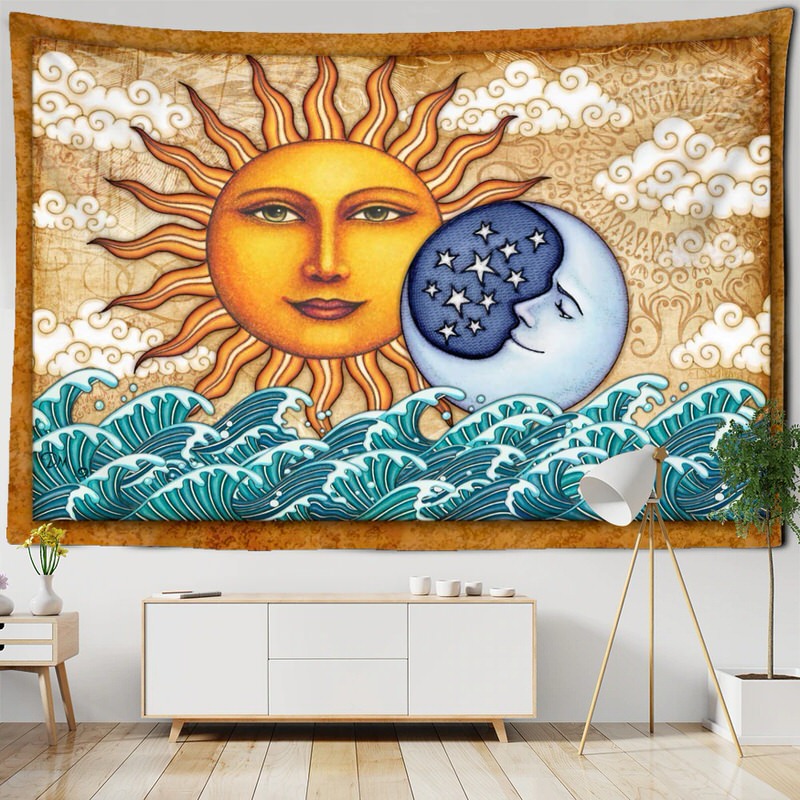 Frendorf | Antike Sonne und Mond große Wandteppich