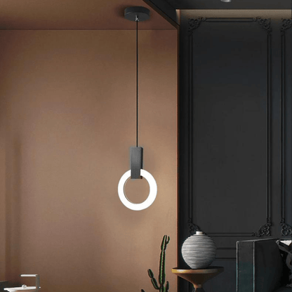 Nordische LED-Hängelampe aus Holz, kreisförmig