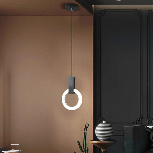 Nordische LED-Hängelampe aus Holz, kreisförmig