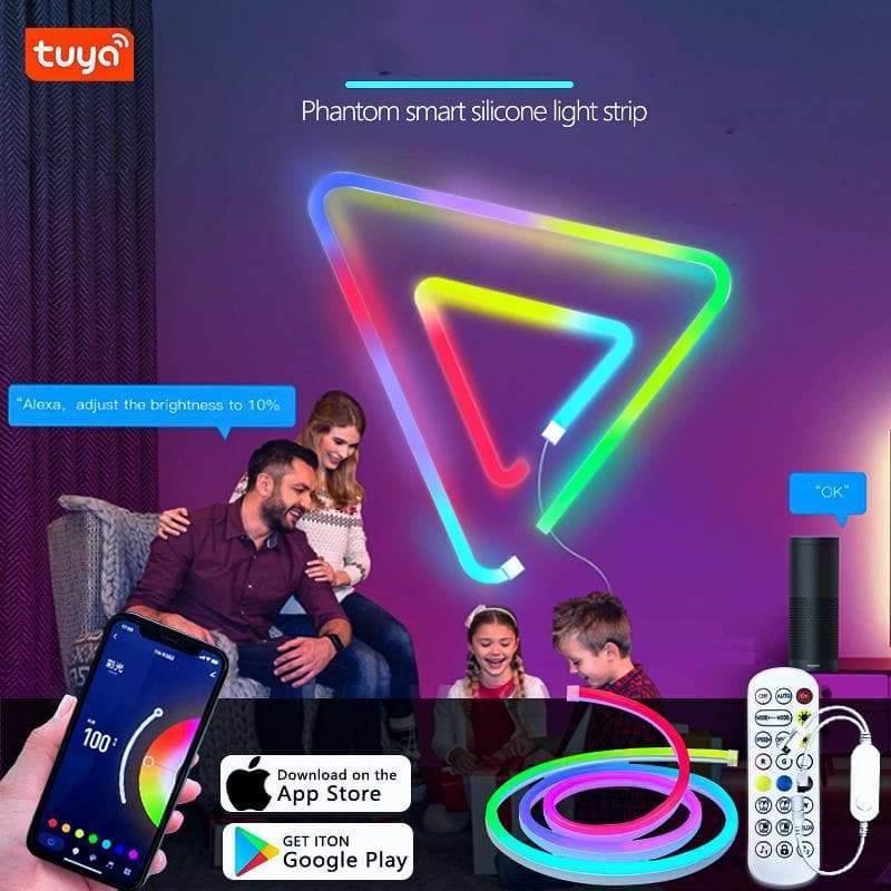 Neon LED Streifenlicht, RGB+IC LED flexible Seillicht mit Fernbedienung & APP & Sprachsteuerung, IP65 wasserdicht, Innen- und Außenbereich Dekoration